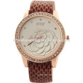 Beautiful women leather watch diamond dial floral watch